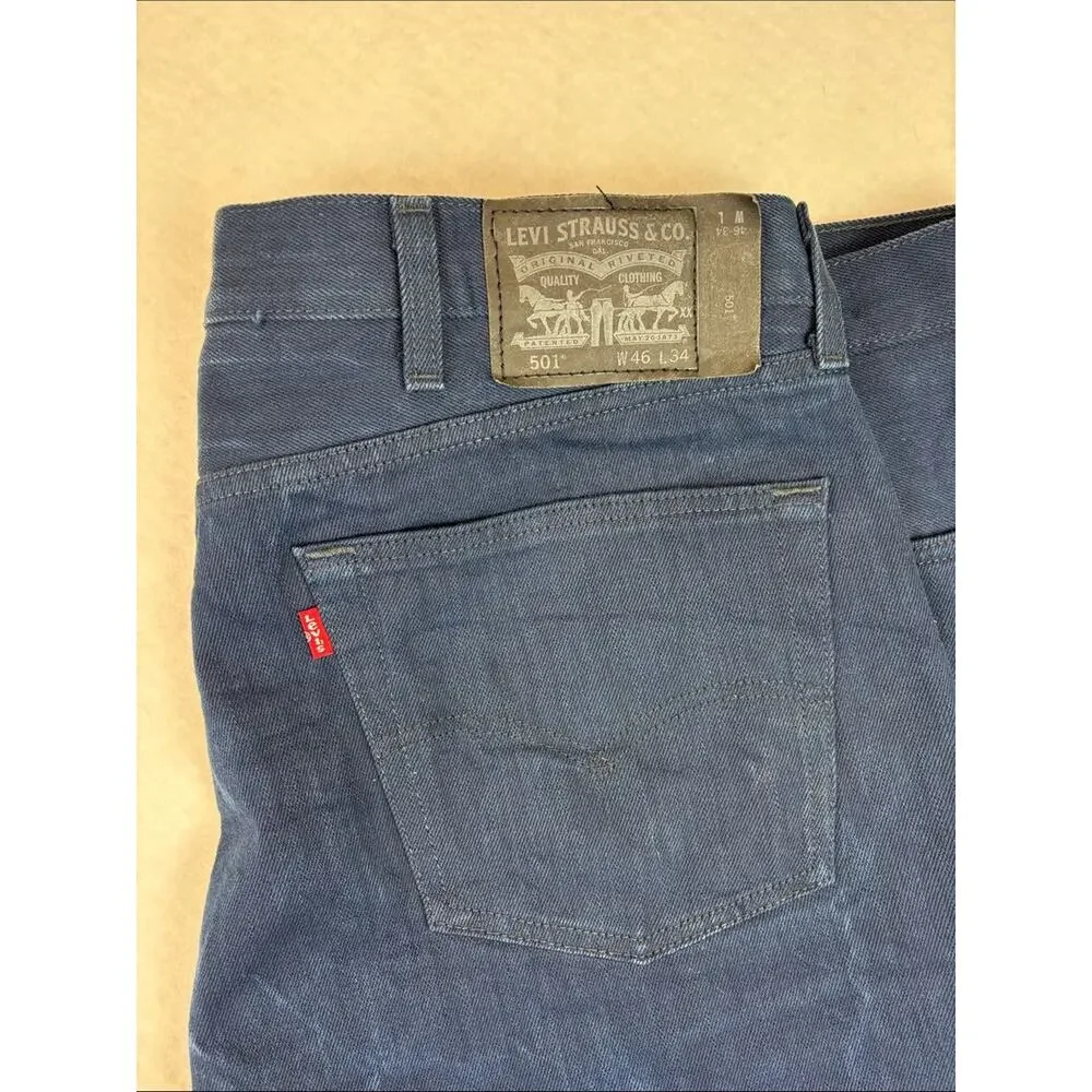Levi’s 501 Men’s Jeans W46 L34 Dark Wash Button Fly Straight Leg Denim Pants